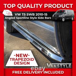 Fits Vw T5 Caravelle Swb 1015 Sportline Angled Trapezoid Side Bar Stainless