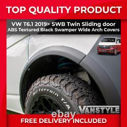 For Vw T6.1 Transporter 19 Black Wheel Arch & Side Body Mouldings Swb Twin Door