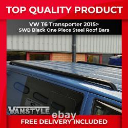 For Vw T6 T6.1 15 Transporter Swb Roof Bars Rail Quality Steel Black Not Chrome