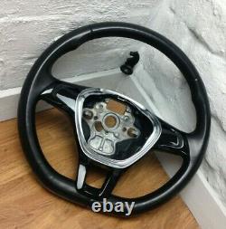Genuine VW Black Leather Flat Bottom Steering Wheel. Fits T6 Transporter. B15