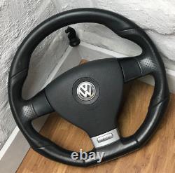 Genuine VW MK5 Golf GTI Black Leather Flat Bottom steering wheel and SRS bag 18A
