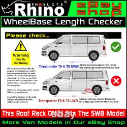 SWB-TWIN REAR VW Transporter T5-T6 Roof Rack Rhino Aluminium + Roller 2002-2022