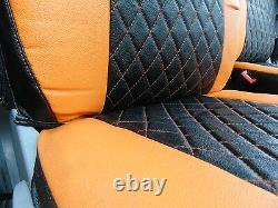 To Fit A Vw Transporter T5 Van, Seat Covers, Swb, Orange / Bk Bentley Diamond