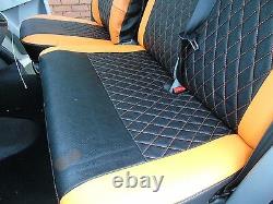 To Fit A Vw Transporter T5 Van, Seat Covers, Swb, Orange / Bk Bentley Diamond
