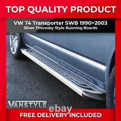 Convient Vw T4 Transporter Swb Argent Aluminium Étapes Latérales Thoresby Running Boards