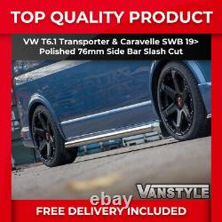 Convient Vw T6.1 Transporteur 19 Swb Chrome Barres Latérales En Acier Inoxydable Slash Coupe