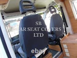 Pour S'adapter Vw Transporter T5 Van Seat Covers Swb White+black Leatherette